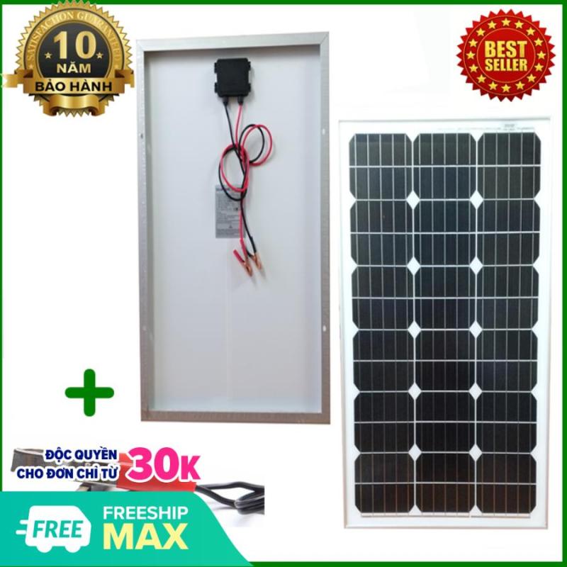Tấm Pin năng lượng mặt trời đơn tinh thể Mono 60W tặng kèm kẹp bình acquy