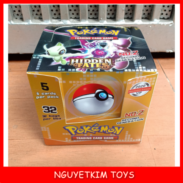 Hộp 32 Túi Thẻ Bài Pokemon VIP 2020 - Hộp Giấy 160 Thẻ Bài PokeMon Giấy- Trò Chơi Chiến Đấu Phim Hoạt Hình Đồ Chơi Sưu Tập Trẻ Em