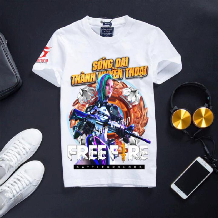 Áo Thun Free Fire [GIÁ XƯỞNG] màu trắng chất cotton cực mát Caroline