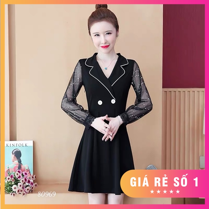 Đầm phối nút siêu sang đủ size S,M,L,XL,XXL - 80969