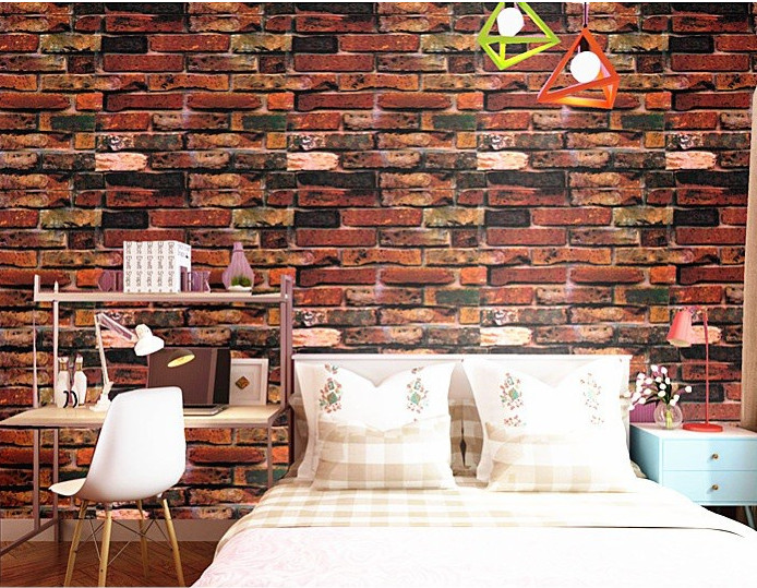 CUỘN 5M X 0.45M DECAL GIẤY DÁN TƯỜNG GẠCH ĐỎ NHIỀU MÀU KEO SẴN BÓC DÁN A089