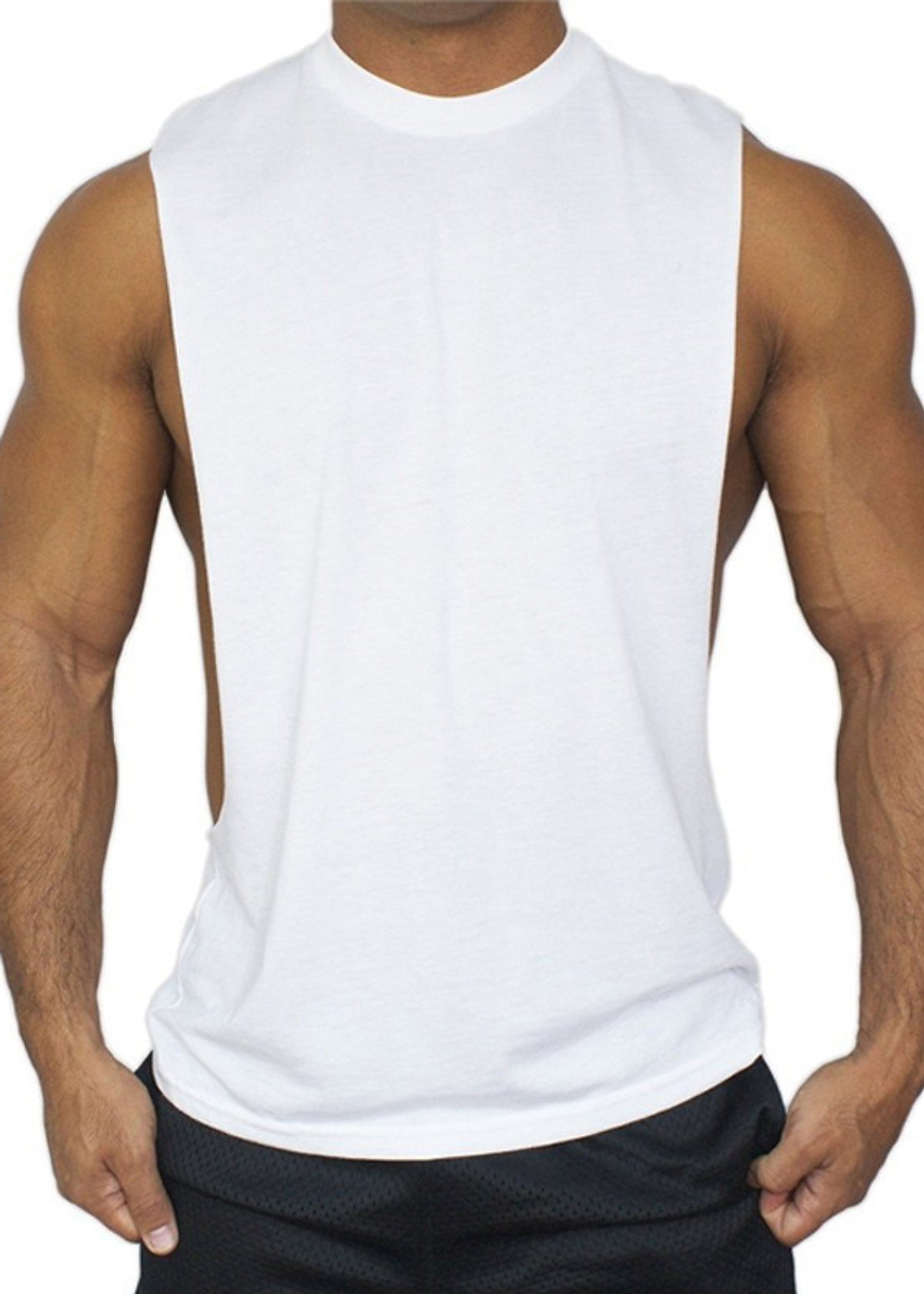 Áo Thun Ba Lỗ Nam Rộng Nách Đen Tập Gym Thể Thao Yoga