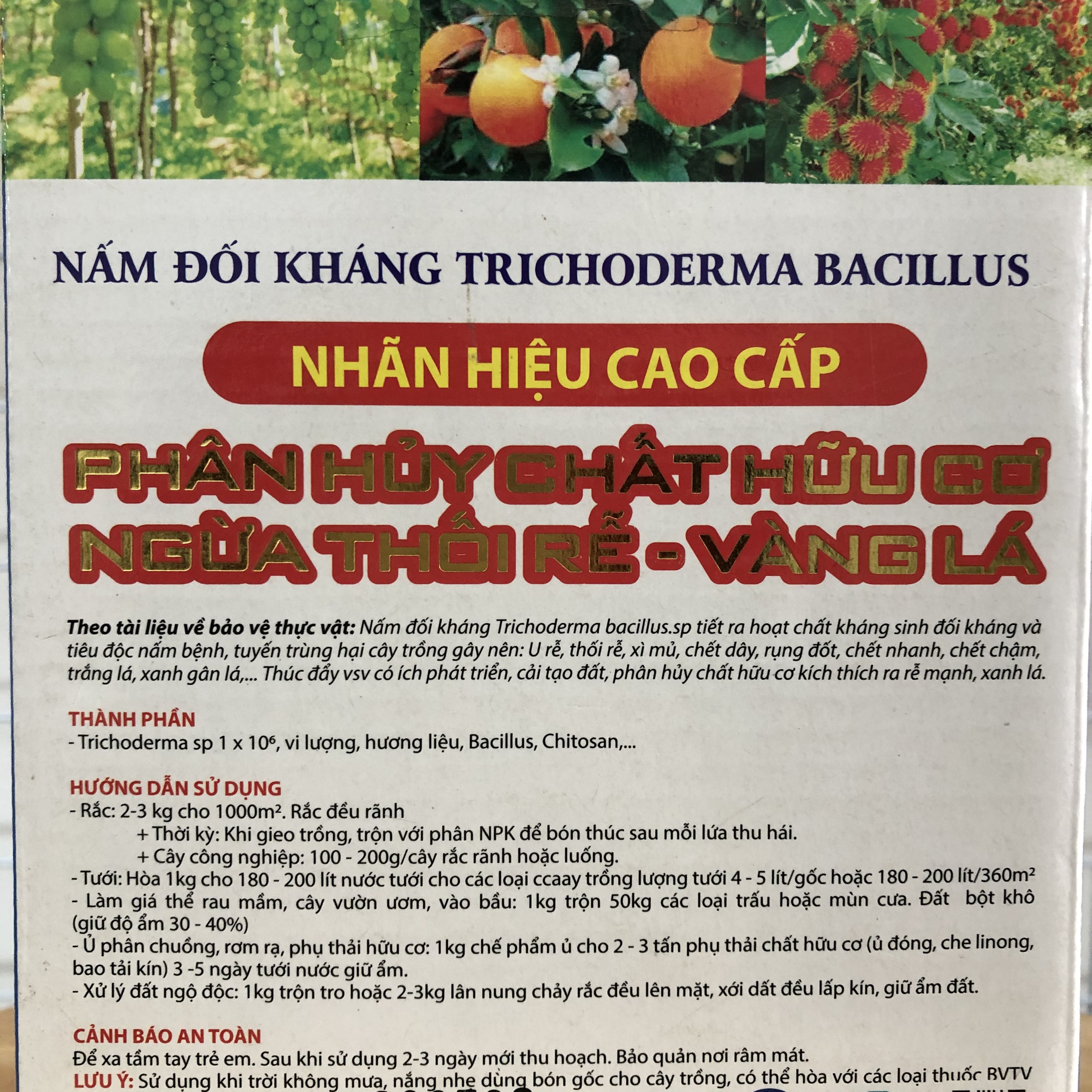 Nấm đối kháng Trichoderma Bacillus.sp (LOẠI CAO CẤP HỘP 1KG) Đối kháng nấm bệnh, ủ phân chuồng