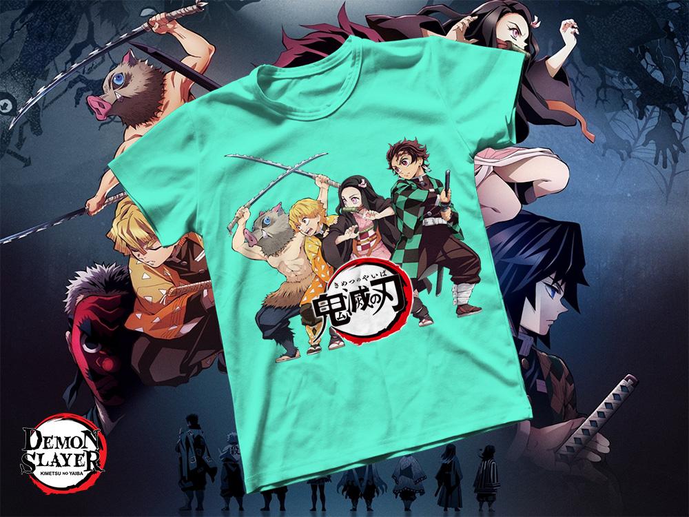 [HCM]Áo thun Cotton Unisex - Anime - Kimetsu no Yaiba - Bộ 3 tanjiro zenitsu inosuke