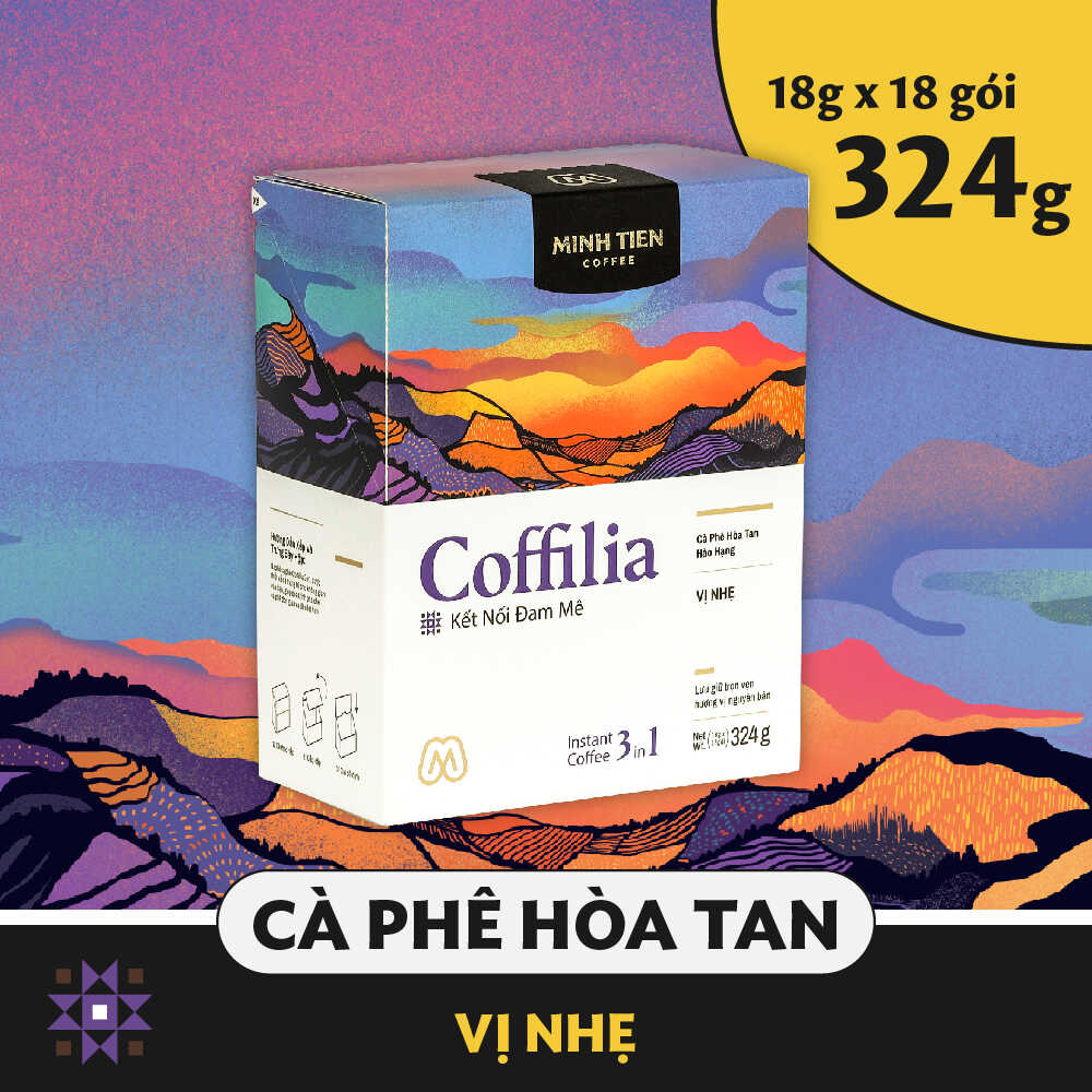Cà phê hòa tan Coffilia  3in1 - Vị nhẹ 324g ( 18gx18 gói)