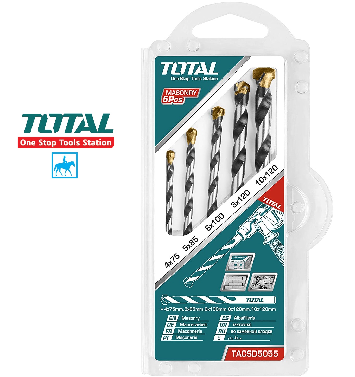 Bộ 5 Mũi Khoan Tường Khoan Bê Tông TOTAL TACSD5055