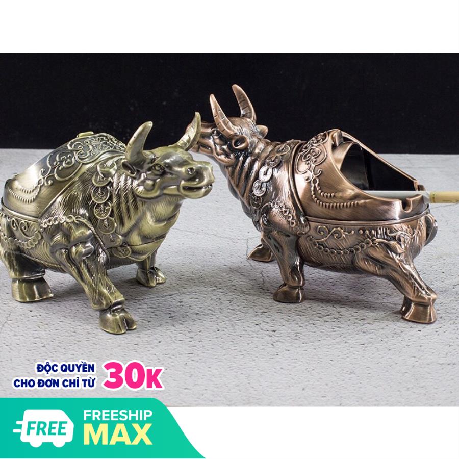 Gạt tàn trâu hợp kim có nắp đậy mẫu mới