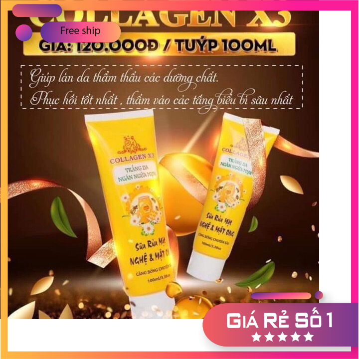 Sữa rửa mặt colagen x3 ??nghệ mật ong chính hãng