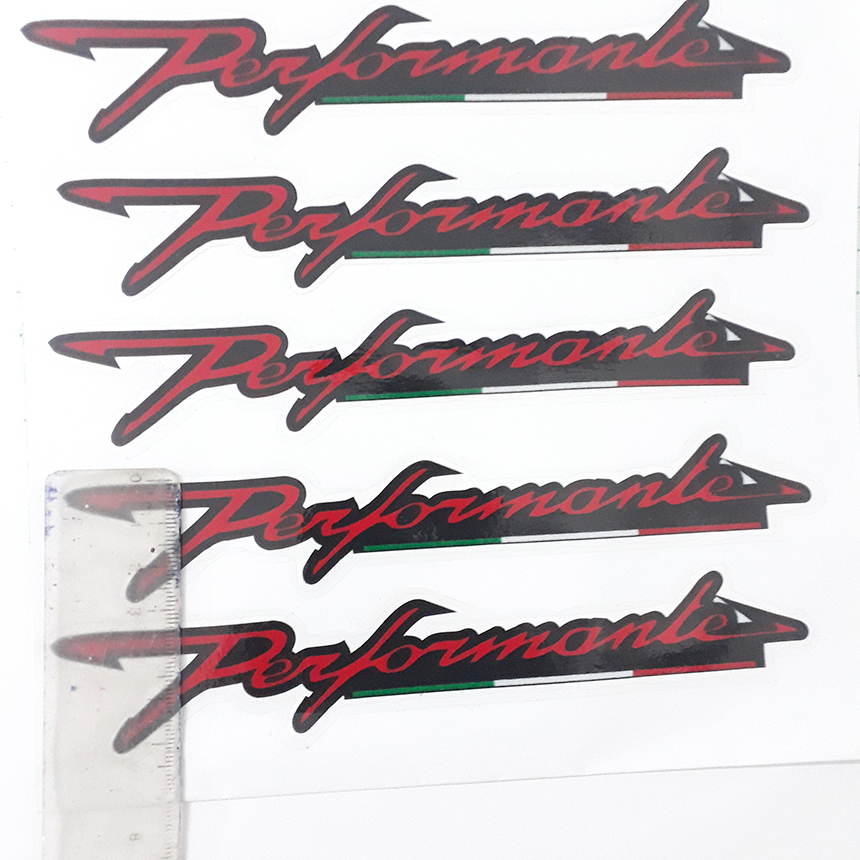 Tem decal performante màu đỏ (giá cho SH 2 chữ), tem dán xe máy SH, xe đạp điện