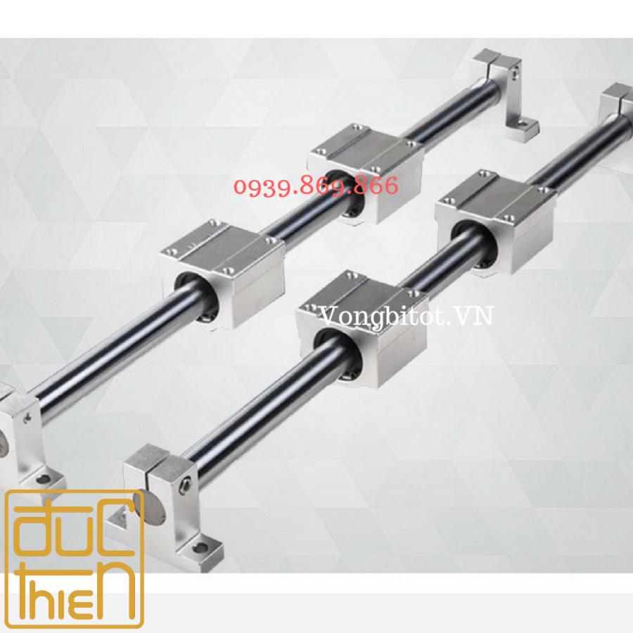 Bộ Thanh Trượt Tròn Trục 25 mm dài 1000mm (Gồm 2 thanh trượt tròn SC25 dài 1000mm + 4 Hộp SCS25 + 4 Kẹp SK25)