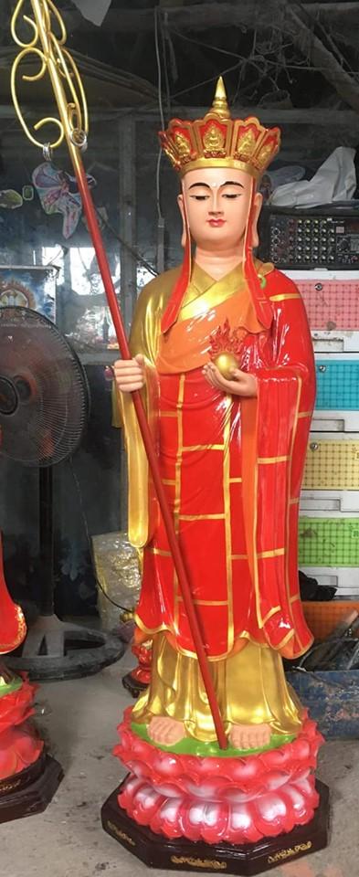 Tượng Địa tạng đứng 40cm sen hồng