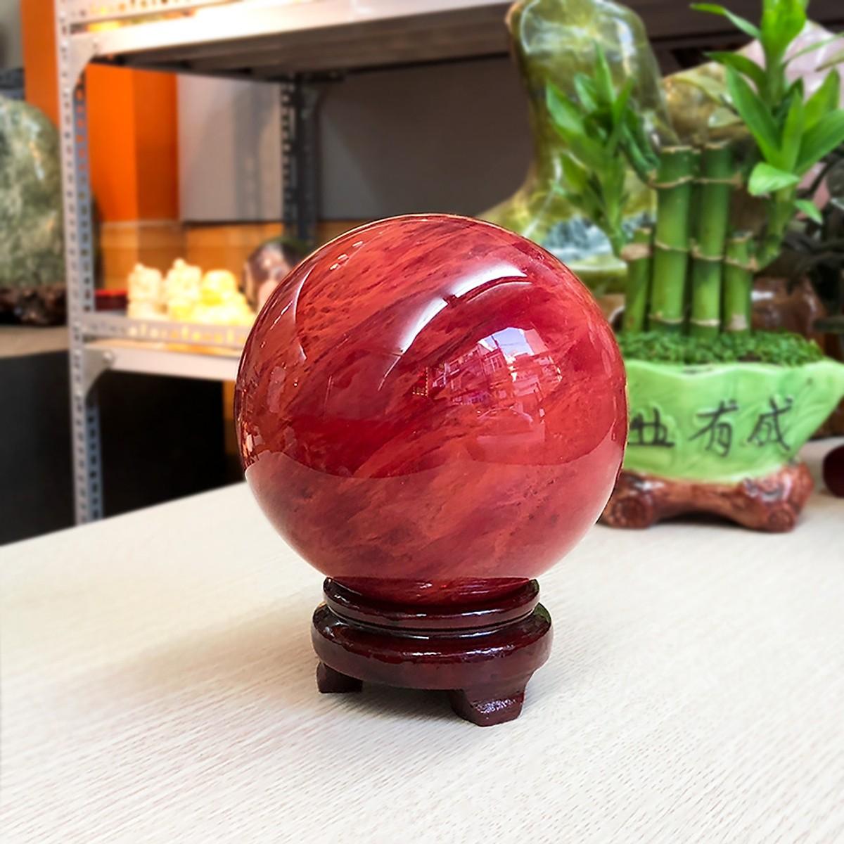 [FreeshipMAX] Quả cầu Phong thủy đá Obsidian đỏ - 12cm