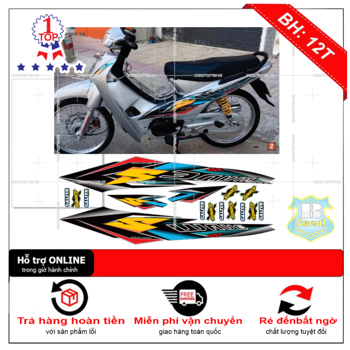 Tem rời wave S nhỏ đời đầu dán xe bạc