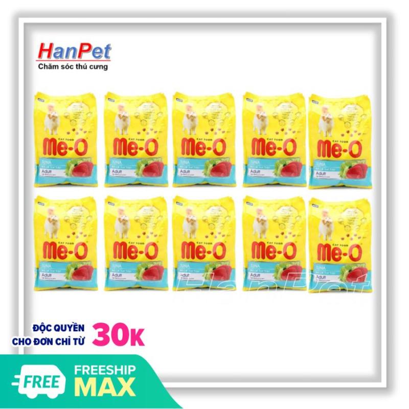 HN-Combo 10 gói ME-O 350gr - thức ăn  dạng hạt cho mèo lớn vị CÁ NGỪ (hanpet 201d)