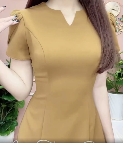 Váy đầm thiết kế tay búp sen, chiết eo caov31