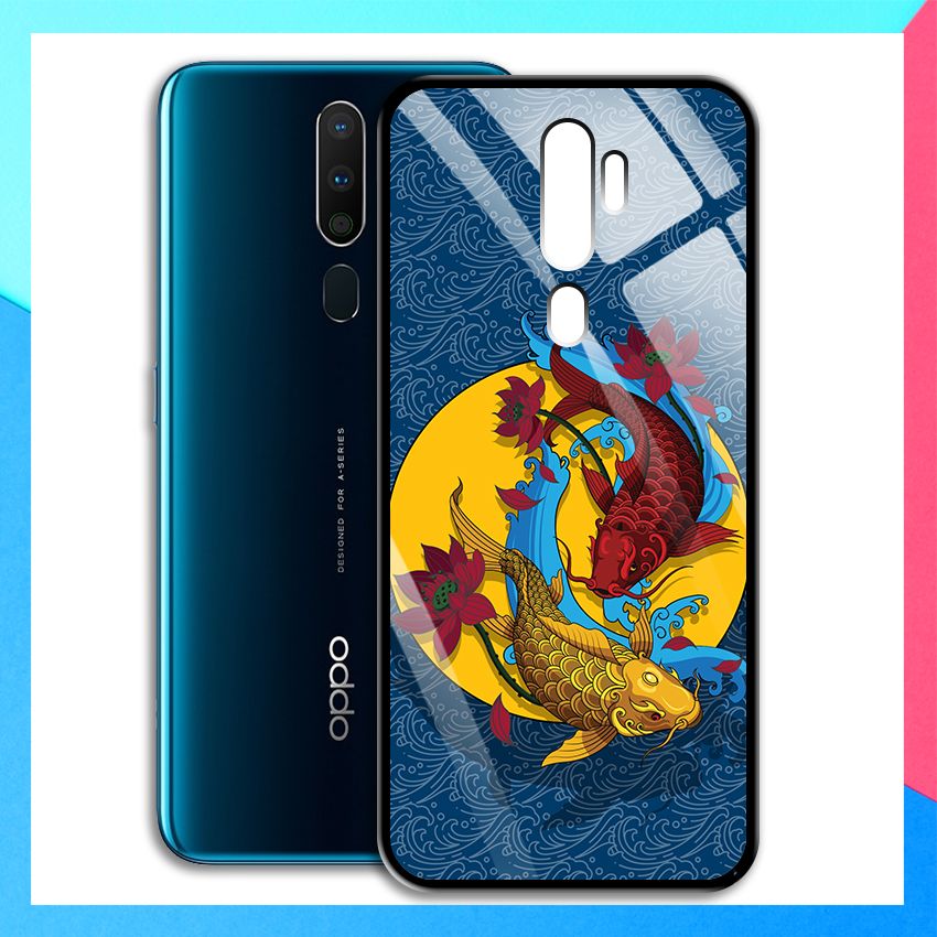 Ốp Lưng điện thoại Oppo A9 2020 in cá Chép phong thủy - Mặt Kính Cường Lực - 03083 8195 CCHR01