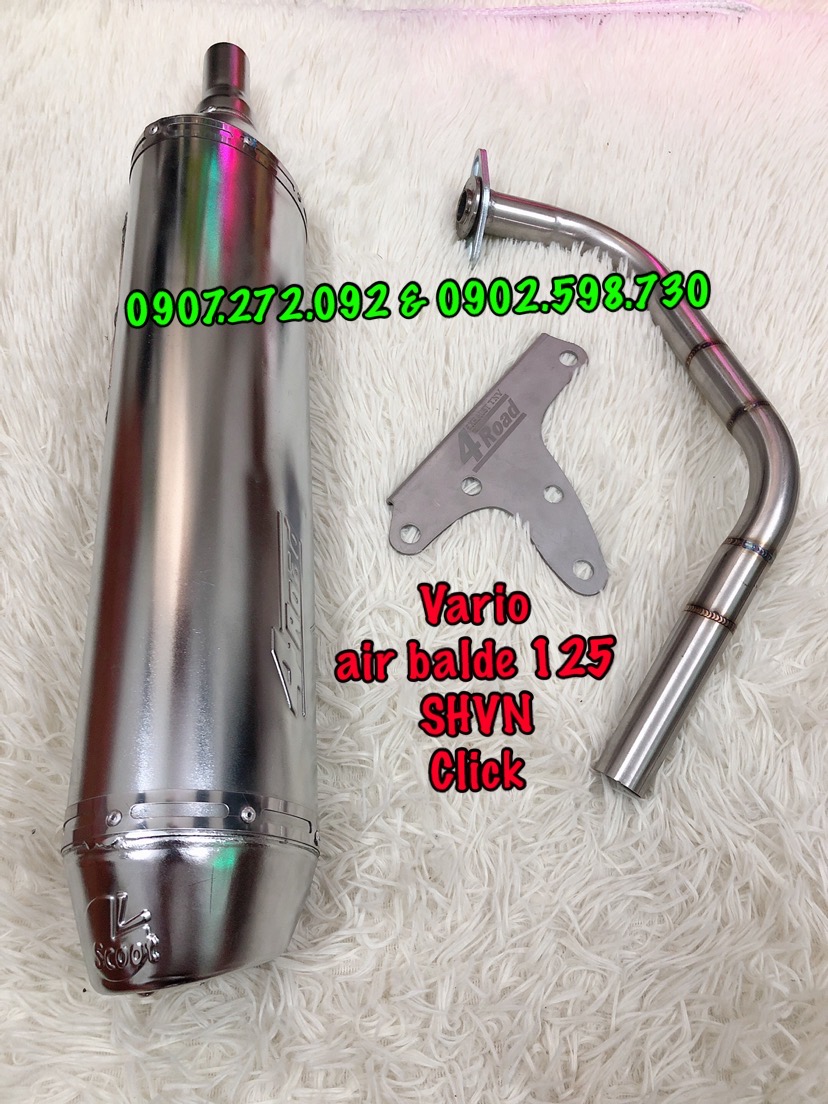 SÉT Pô 4road xi inox / kèm pát ,cổ / dành cho Vario / air blade 125 / SHVN / click 110 / CLICK THÁI [ NHẮN TIN CHỌN XE ]