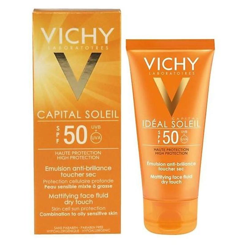 [HCM]Kem chống nắng không gây nhờn rít Vichy Ideal Soleil Dry Touch SPF 50 Chống Tia UVA + UVB 50ml nhập khẩu
