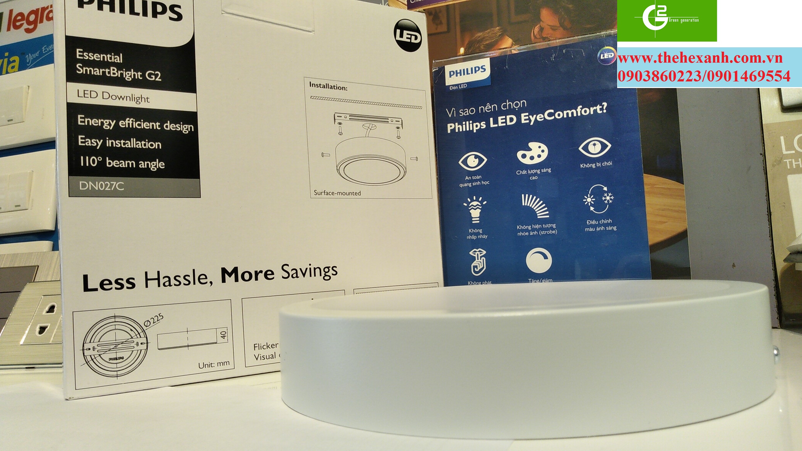 Bộ đèn nổi ốp trần Philips LED DN027C 18W D200 (Trắng/Vàng/Trung tính)