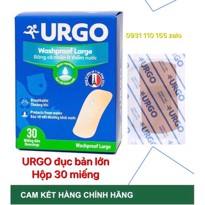✅ Hộp 30 miếng Băng cá nhân Urgo bản lớn,to, độ dính cao, chống thấm nước date mới