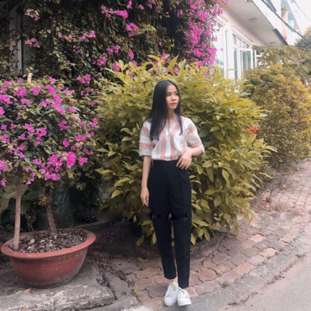 Quần baggy nữ đen (phía sau lưng thun)