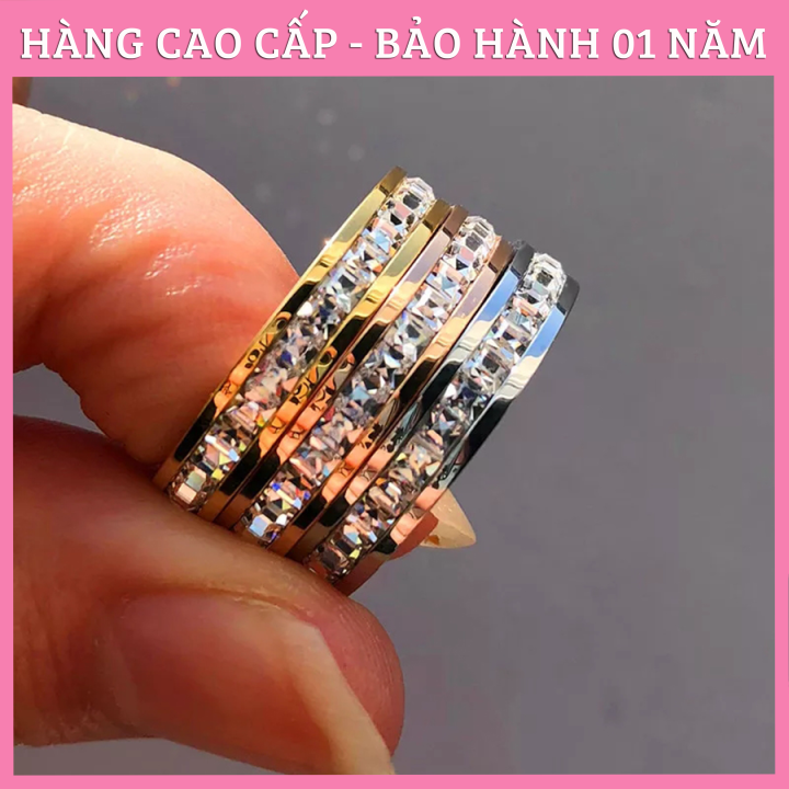 Nhẫn Đôi Nam Nữ Đính Đá Cao Cấp Mẫu 1 Hàng Đá