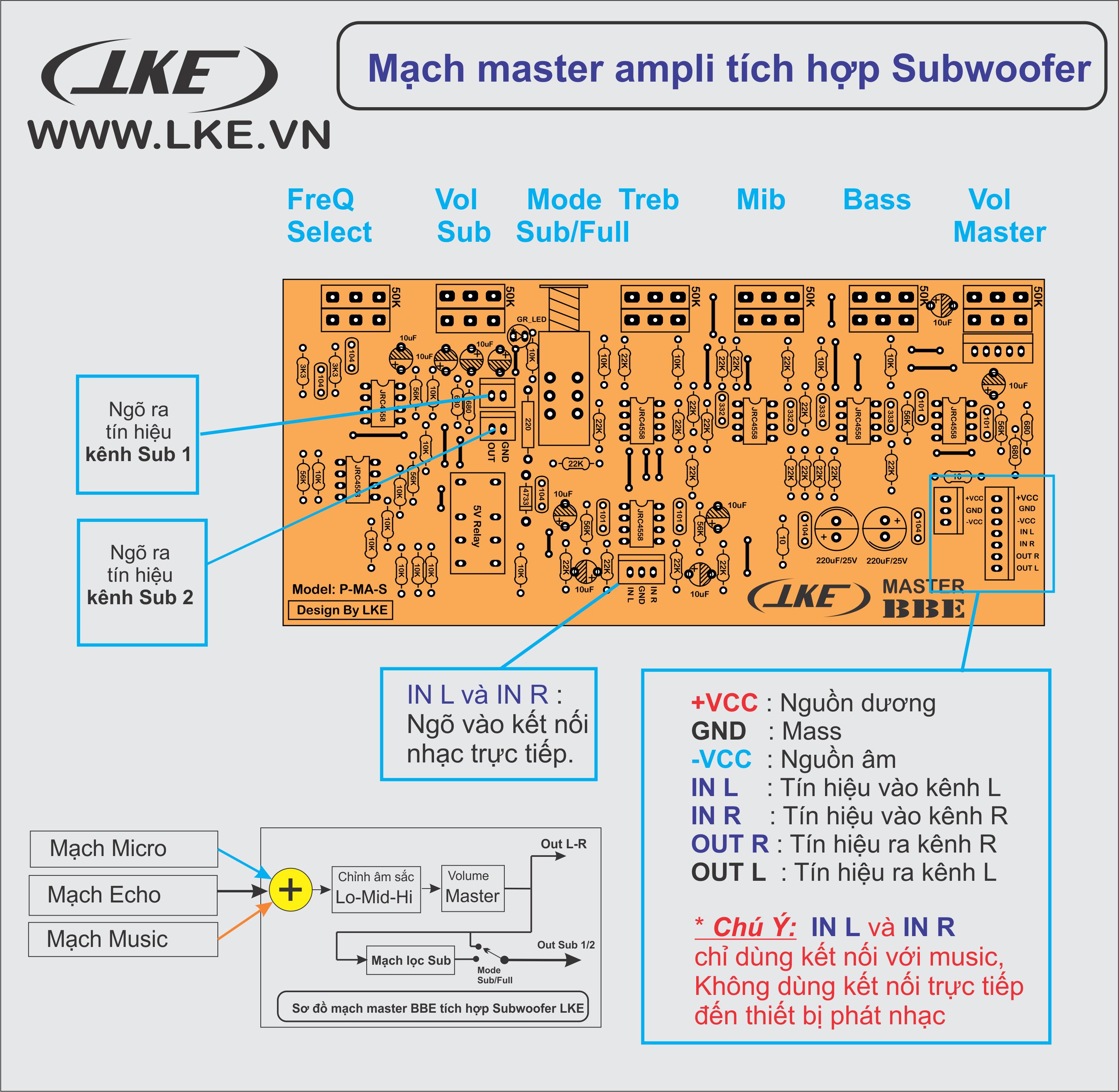 [HCM]Mạch master amply tích hợp chỉnh SUB LKE