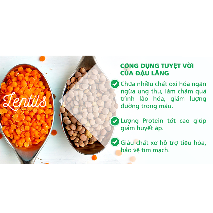 Đậu lăng đỏ cam san hô hữu cơ Markal 500g