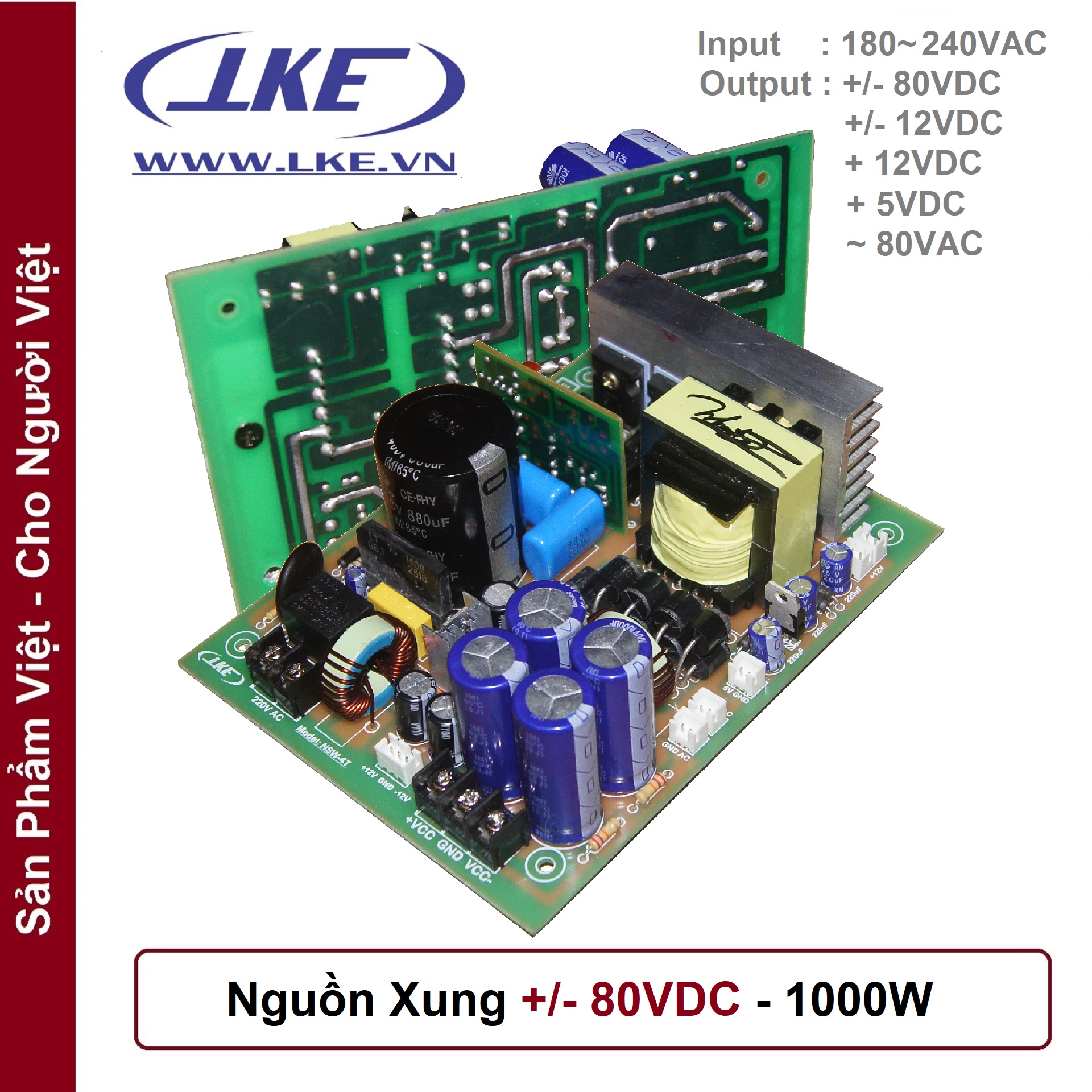 Mạch nguồn xung 1000w 80V đôi lắp ampli, main