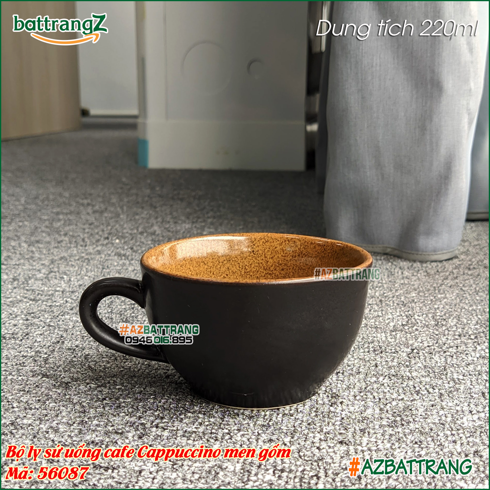 Ly sứ uống cafe Cappuccino men gốm Bát Tràng AZ