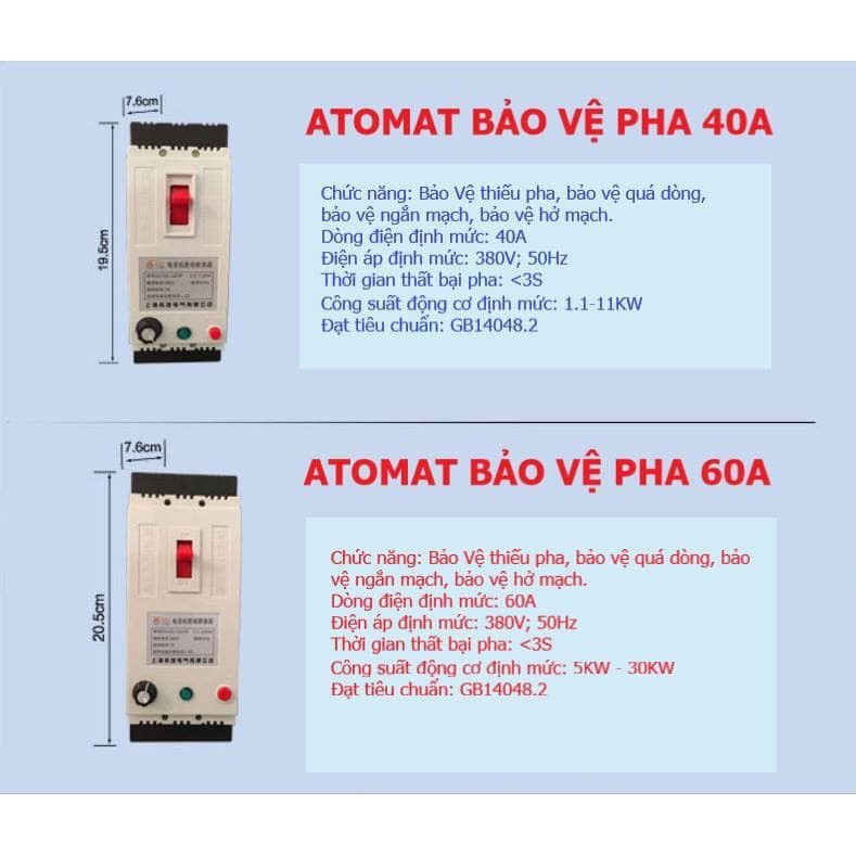 Cầu Dao 60A, Bảo Vệ Khi Mất Pha Lệch Pha, Bảo Vệ Dòng Rò, Bảo Vệ Qúa Tải, Điều Chỉnh Thời Gian, Điều Chỉnh Dòng