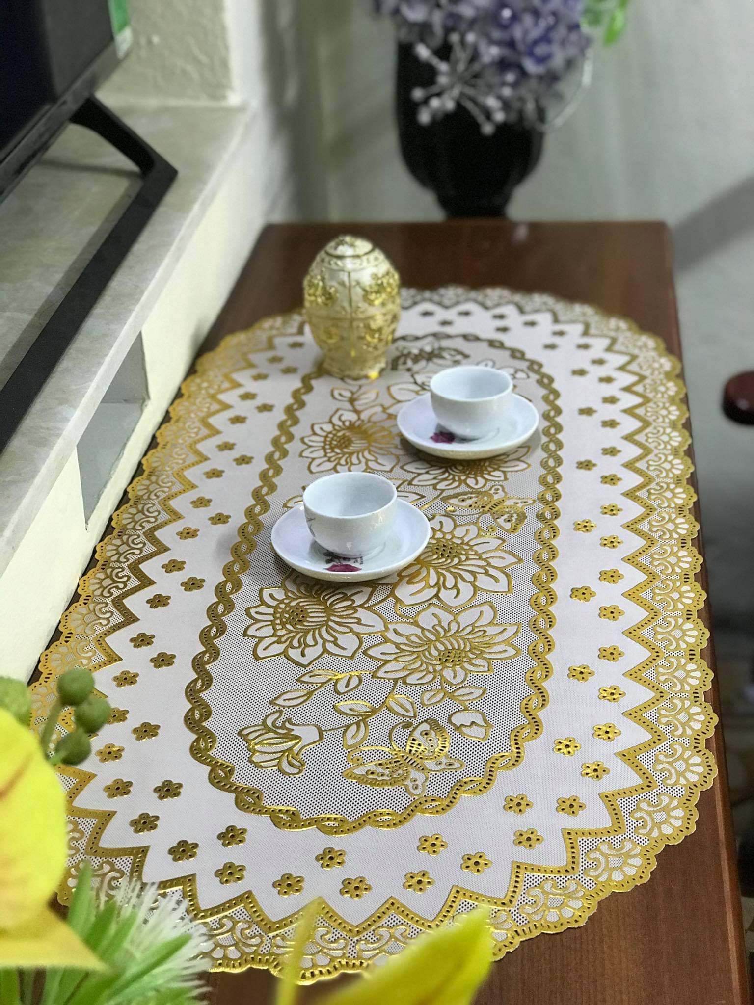 [SIÊU RẺ] Khăn trải bàn Ren Hoa 40x80cm - HÀNG ĐẸP