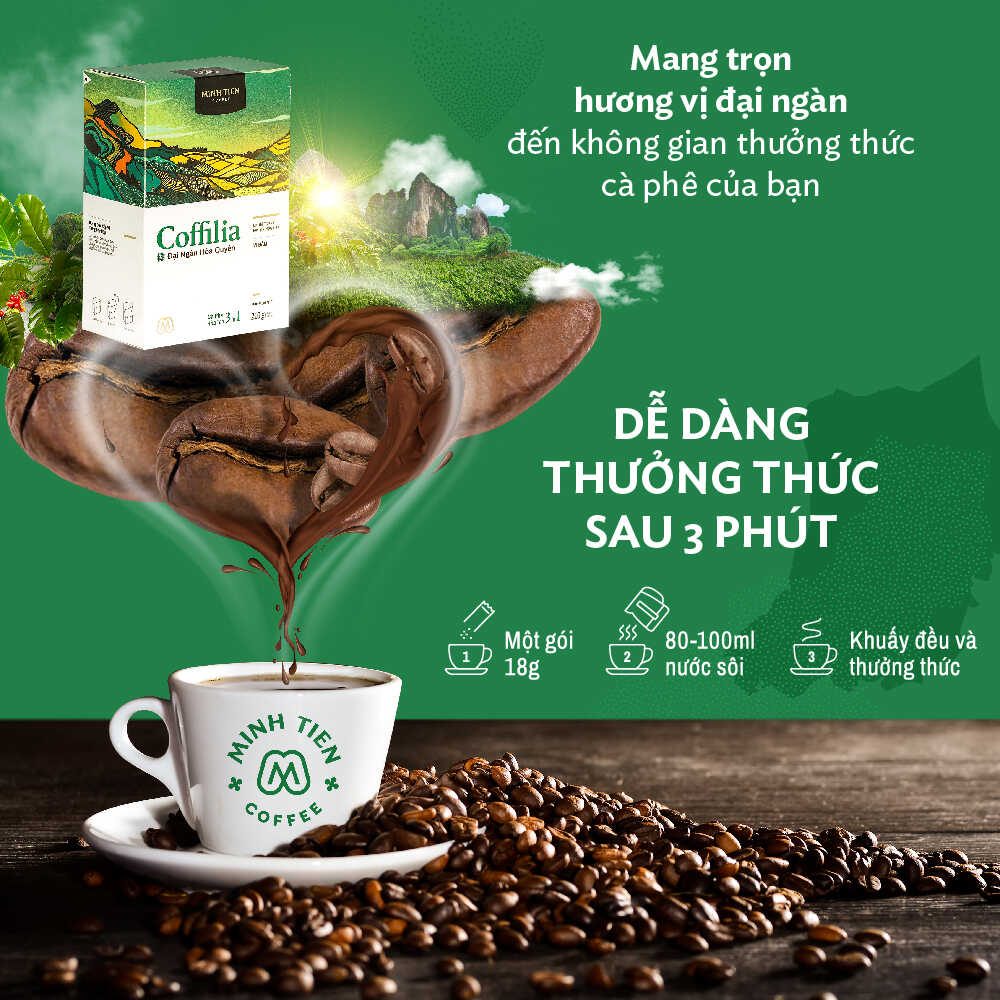Cà phê hòa tan Coffilia  3in1 - Vị đậm 216g (18gx12 gói)
