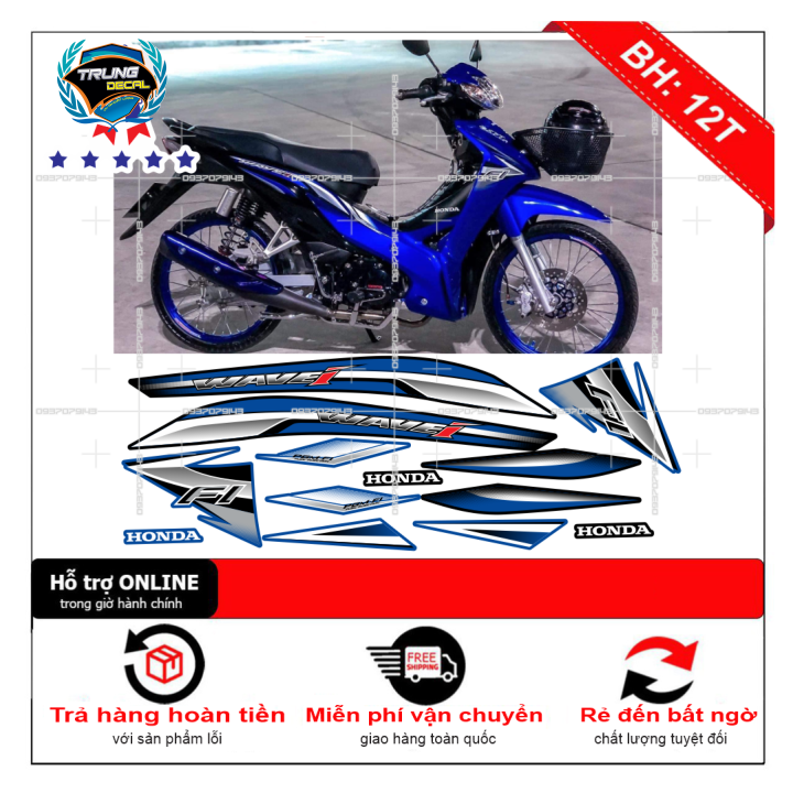 Tem rời xe wave i RS xanh đen