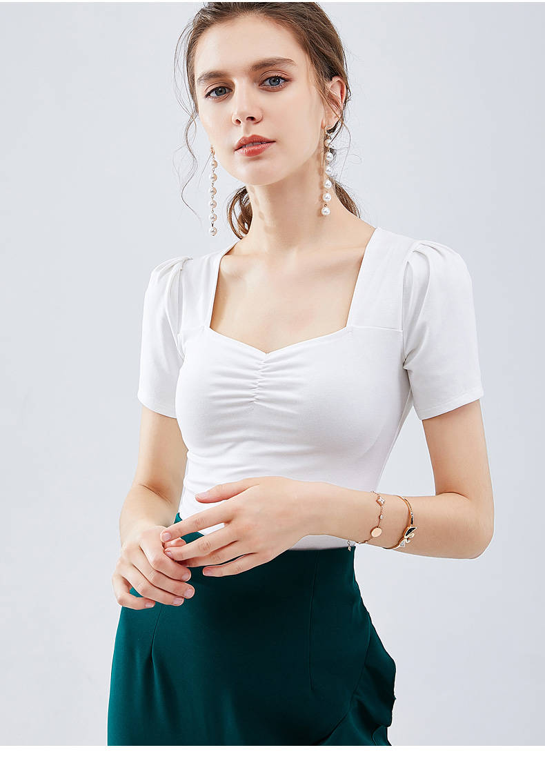 Áo kiểu nữ cổ vuông nhún ngực thời trang