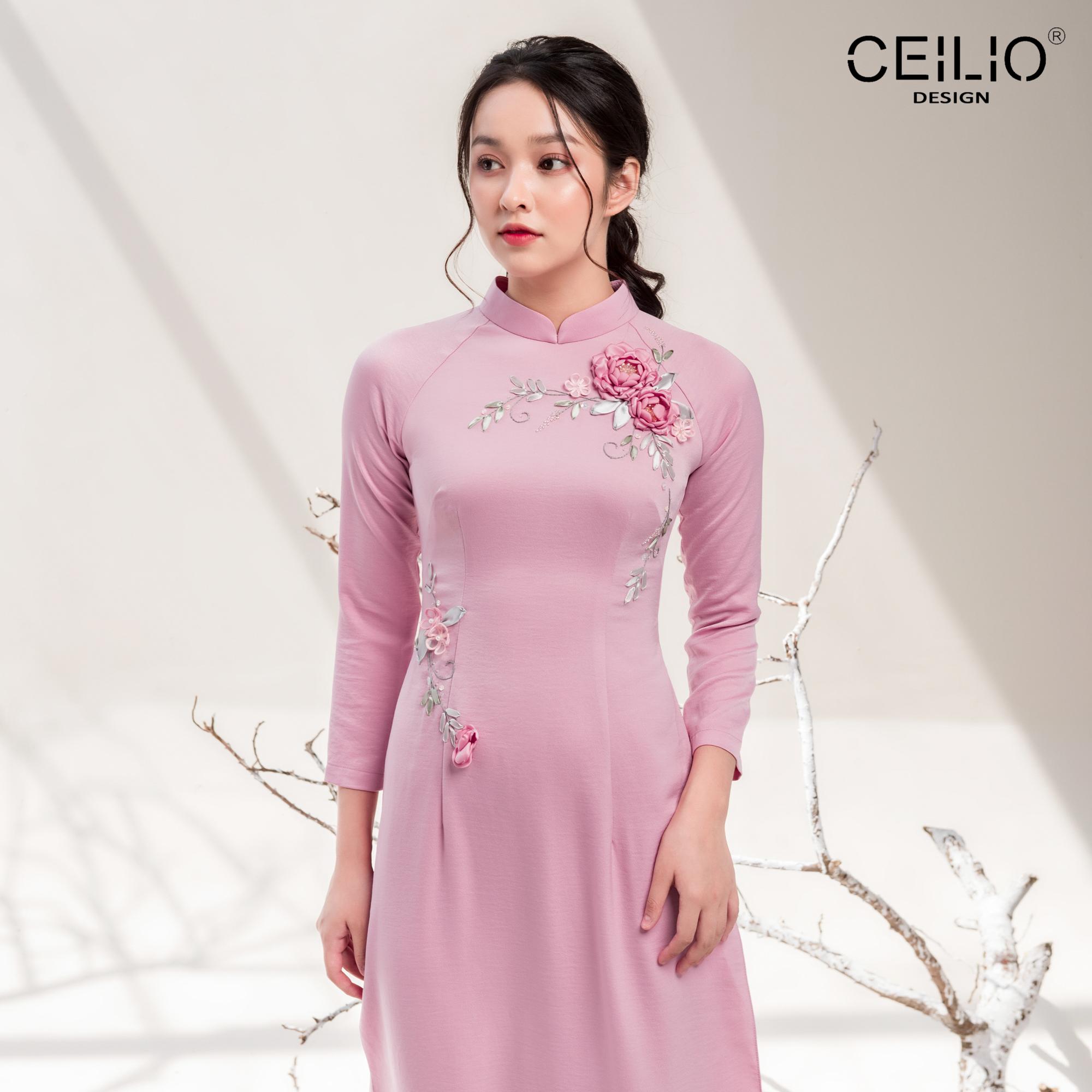 CEILIO_ÁO DÀI HOA HỒNG LEO [BTS-Chớm Thu]