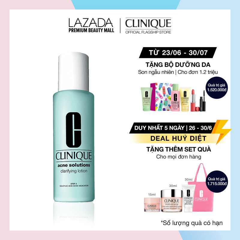 Nước thanh tẩy cho da mụn Clinique Acne Solutions Clarifying Lotion 200ml