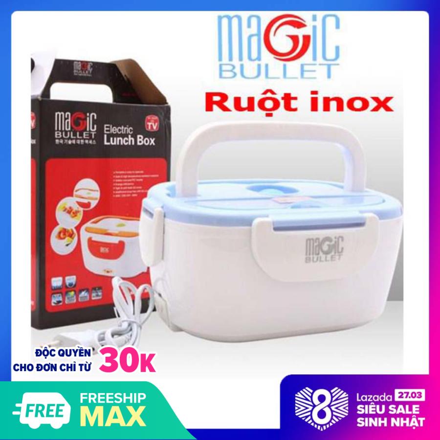 Hộp tự hâm nóng thức ăn , hộp ủ thức ăn cắm điện ruột inox - hộp cơm cắm điện magic ruột inox tháo rời dễ vệ sinh.