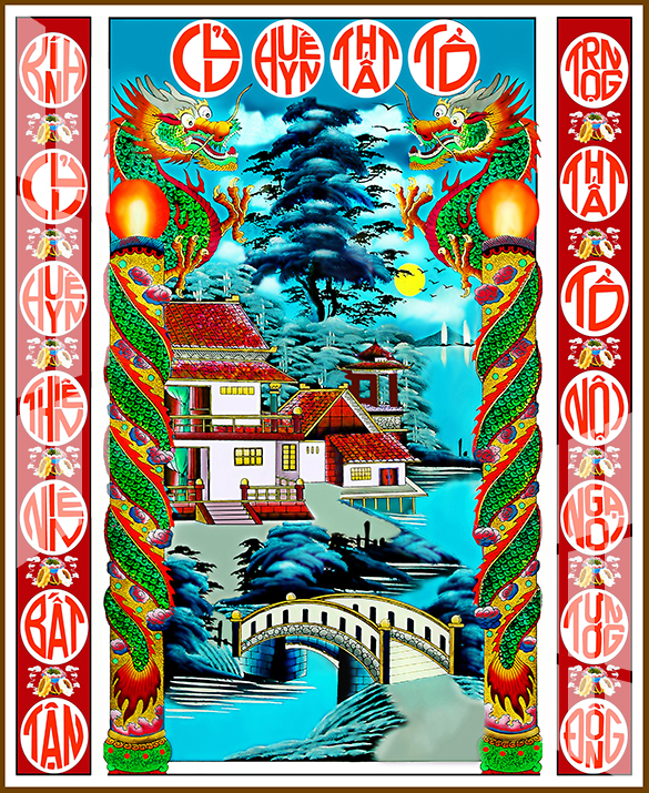 Tranh bóng kiếng treo tường trang trí bàn thờ phòng thờ Cửu Huyền Thất Tổ BKCHTT027 nhiều KT