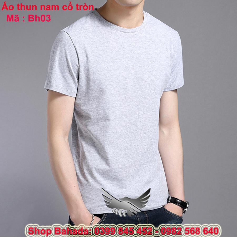 Áo thun nam cổ tròn màu xám