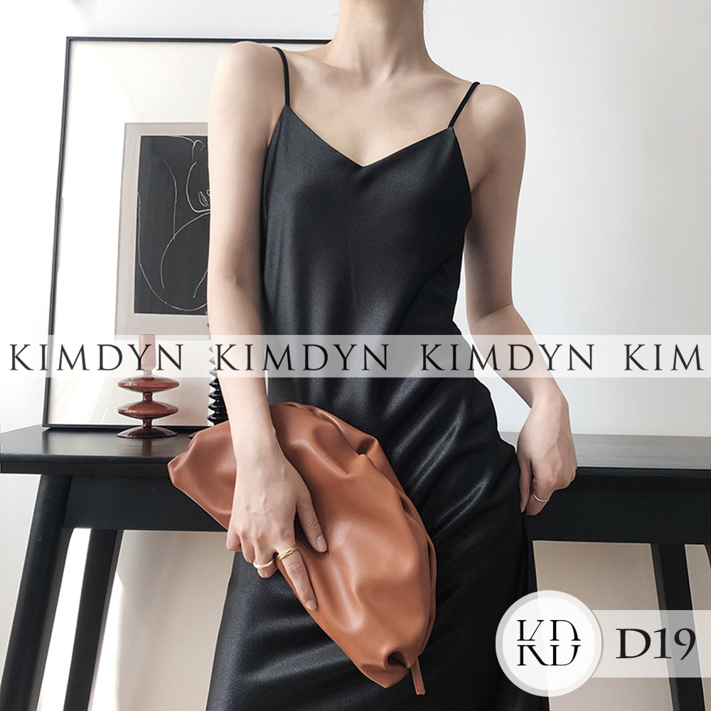 Đầm hai dây lụa satin cổ chữ V sang trọng KimDyn [KDD19]