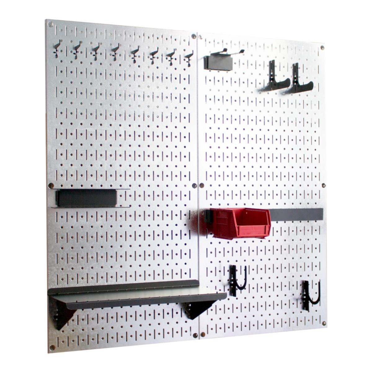 Bảng treo dụng cụ Pegboard cơ khí SMLIFE WB2 - Mô đun 2 Bảng mạ kẽm dày 1,2mm + bộ móc treo sơn tĩnh điện màu đen - Lưu trữ dụng cụ trực quan, dễ tìm kiếm - Combo dành cho gia đình