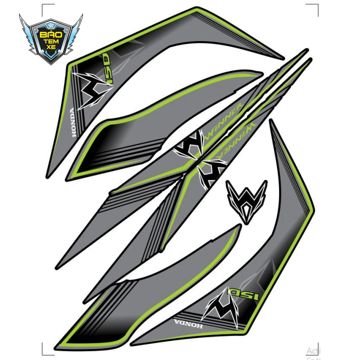 [ FREE SHIP ] Tem rời xe winner logo W dán xe đen