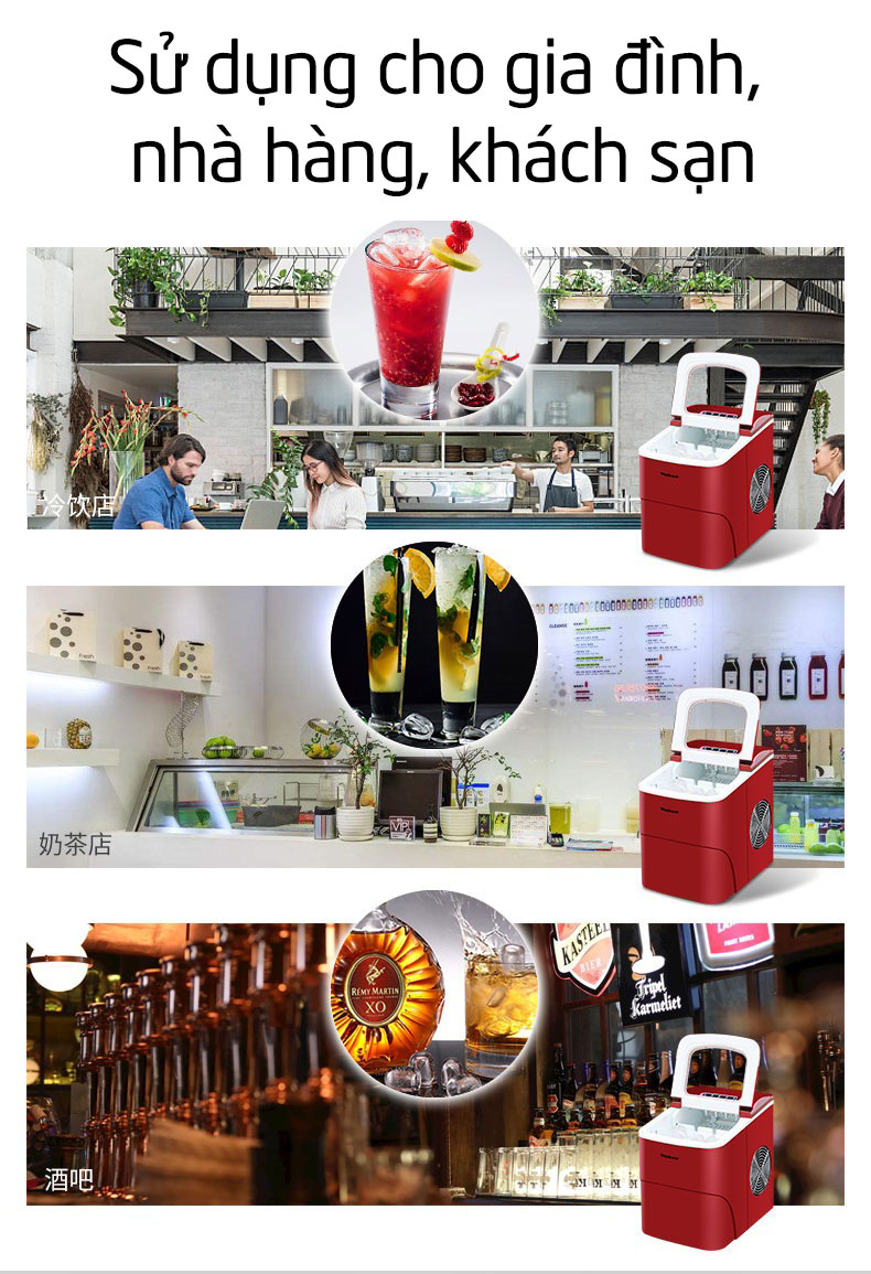 Máy làm đá viên đá bi mini tự động Watoor WZB-16H An Việt