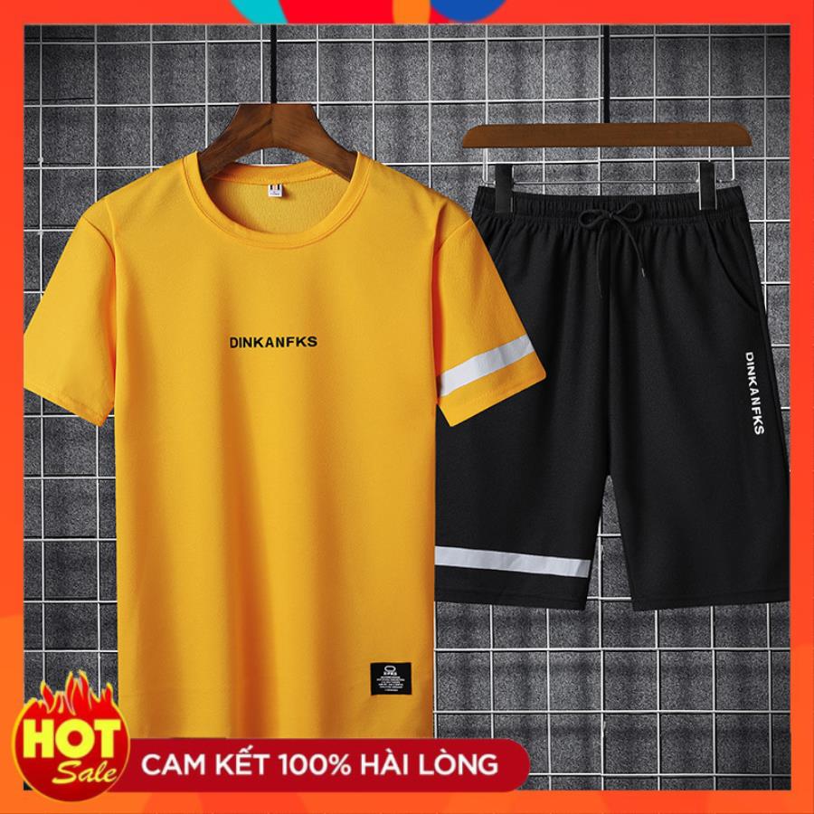 [ Hoàn Tiền 15% ] Bộ Quần Áo Thun Nam Ngắn Tay Họa Tiết DINKANFKS Phối Quần Short Đùi Phong Cách Trẻ Trung Cá Tính Sành Điệu C-Chat MEN QA 120