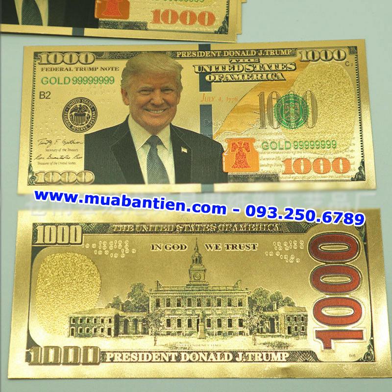 Quà lưu niệm, tờ 1000 USD mạ vàng Donald Trump 99999999