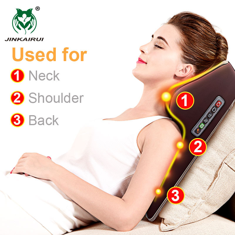 Jinkairui Gối mát xa cổ với hệ thống sưởi ấm Nhào nặn Massage Shiatsu cho cơ thể trở lại nhà / xe Sử dụng kép