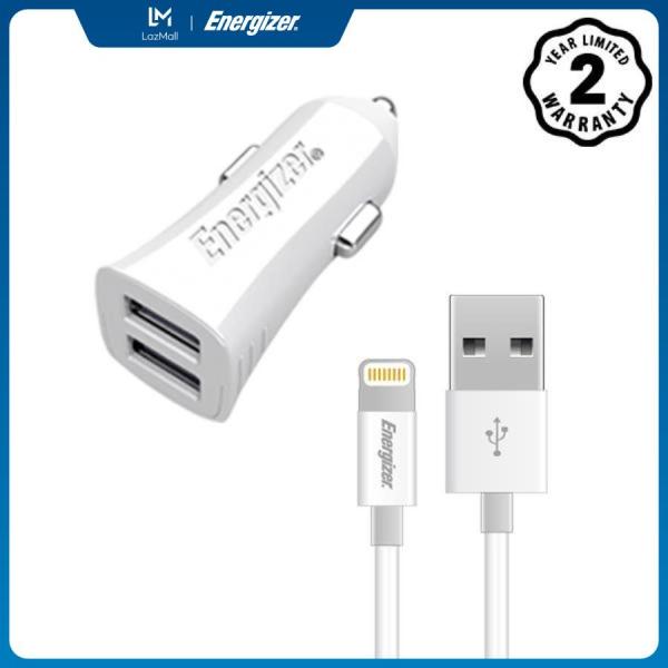 Sạc Energizer UL dùng cho Ô tô Lightning USB 3.4A 2 cổng màu trắng - DCA2CULI3