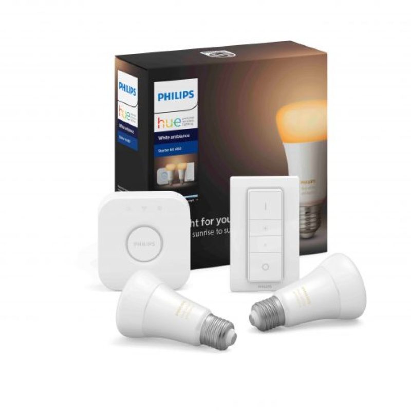 Bộ 2 Bóng Đèn thông minh Philips Hue White Ambiance Starter Kit E27 kèm Bridge và Dimmer