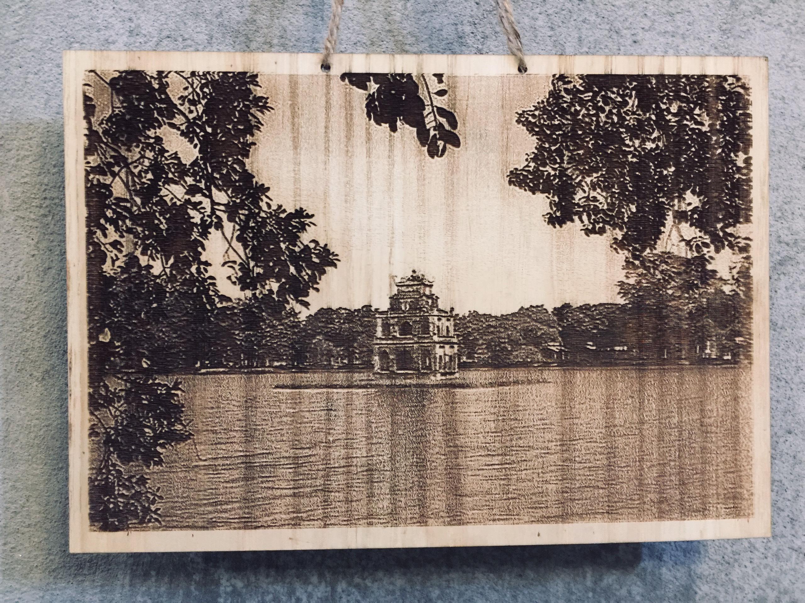 Tranh gỗ  Tháp Rùa – Hồ Gươm